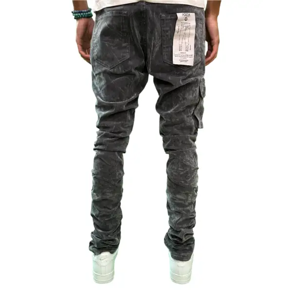 Focus velour cargo flare denim - DENIM