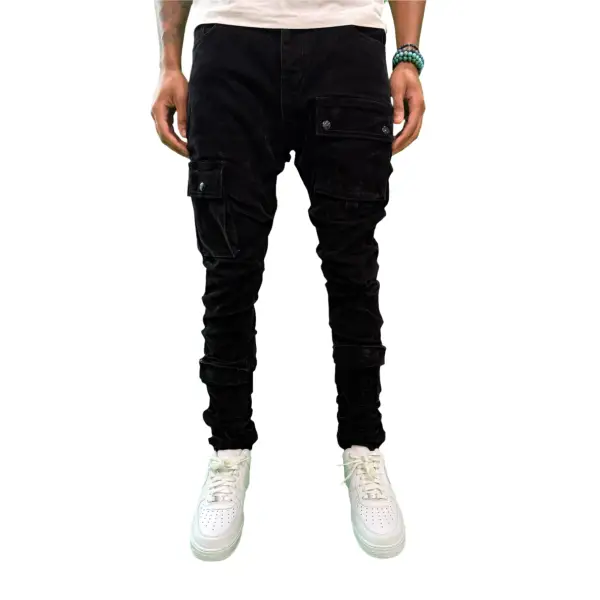 Focus velour cargo flare denim - DENIM