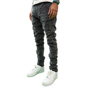 Focus velour cargo flare denim - DENIM
