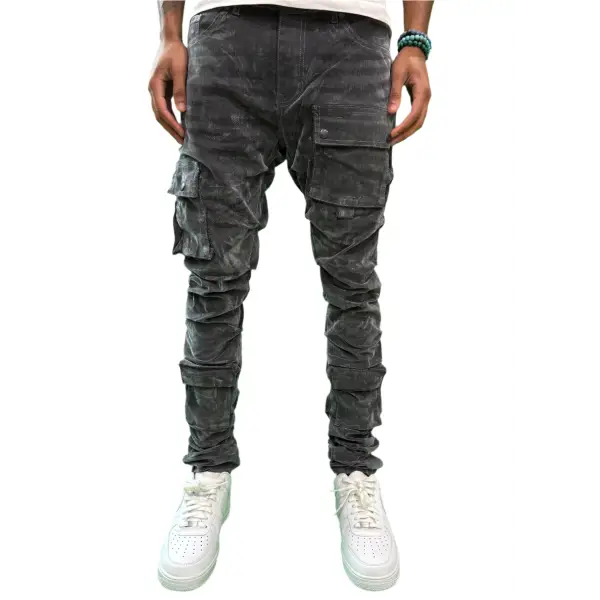 Focus velour cargo flare denim - DENIM