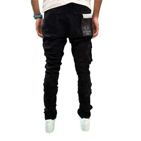 Focus velour cargo flare denim - DENIM