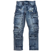 FR utility cargo denim - 30W/32L / VINTAGE - DENIM