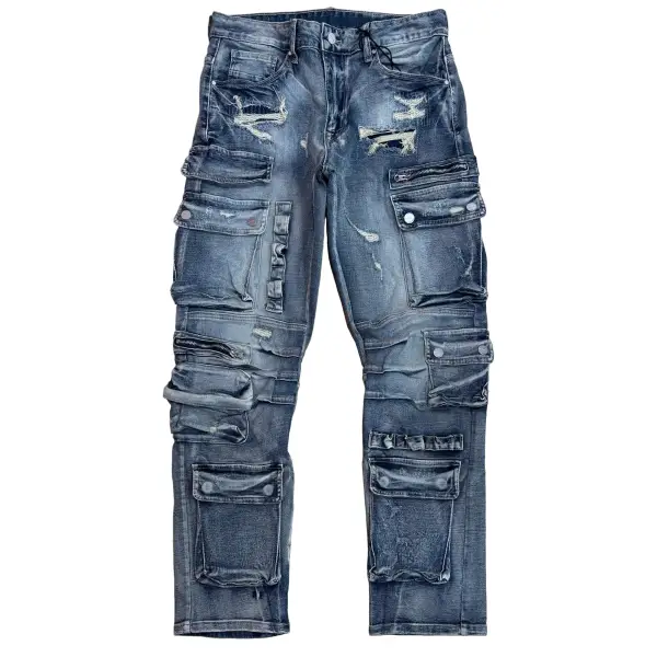 FR utility cargo denim - 30W/32L / VINTAGE - DENIM