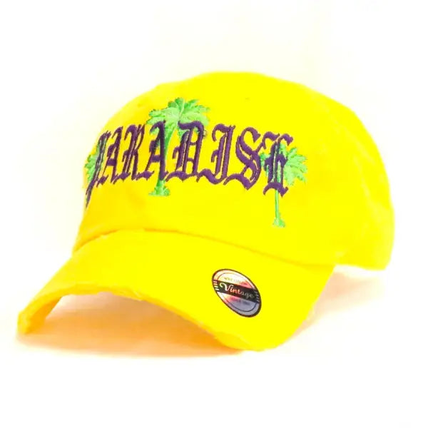 Fs paradise palm trees dad hat - OSFA / YELLOW - HATS