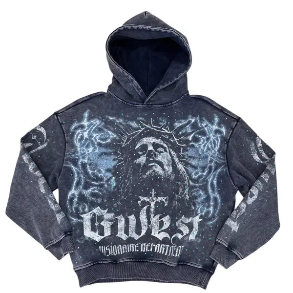 G west complicated rhinestone hoodie - SMALL / BLUE - HOODIE