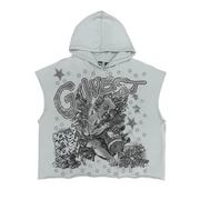 G west rhinestone rhich for my self sleeveless crop hoodie - HOODIE