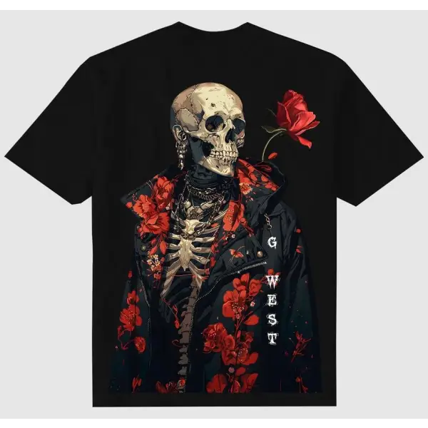 G-west skull and rose t-shirt - T-SHIRT