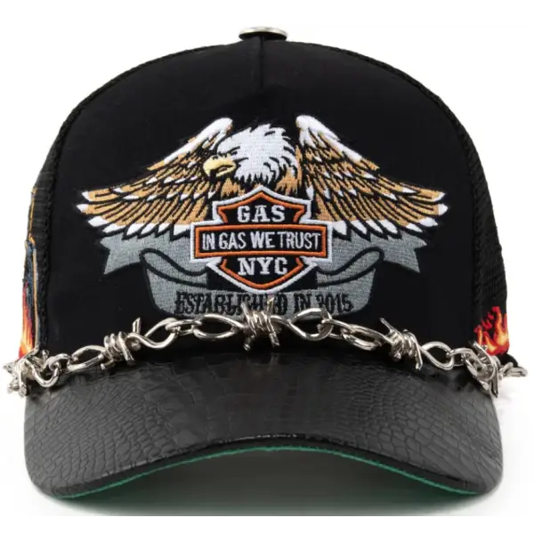 Gas eagle ghost rider trucker hat - OSFA / BLACK - HATS