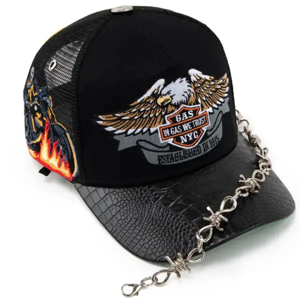 Gas eagle ghost rider trucker hat - OSFA / BLACK - HATS