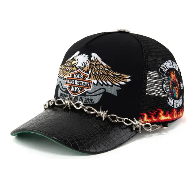 Gas eagle ghost rider trucker hat - OSFA / BLACK - HATS