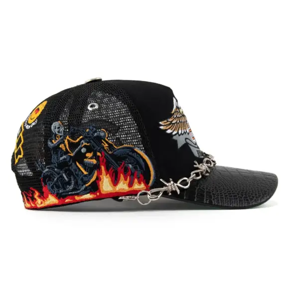 Gas eagle ghost rider trucker hat - OSFA / BLACK - HATS