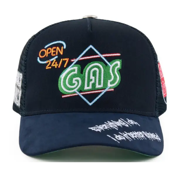 Gas open 24/7 trucker hat - OSFA / NAVY - HATS