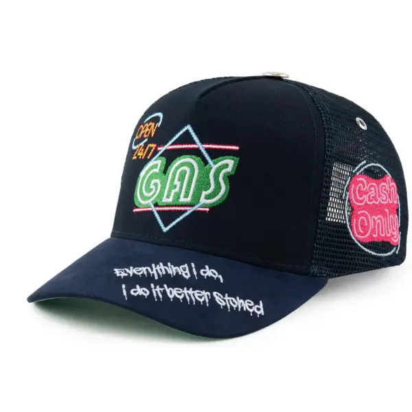 Gas open 24/7 trucker hat - OSFA / NAVY - HATS