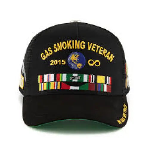 Gas smoking veteran trucker hat - OSFA / BLACK - HATS