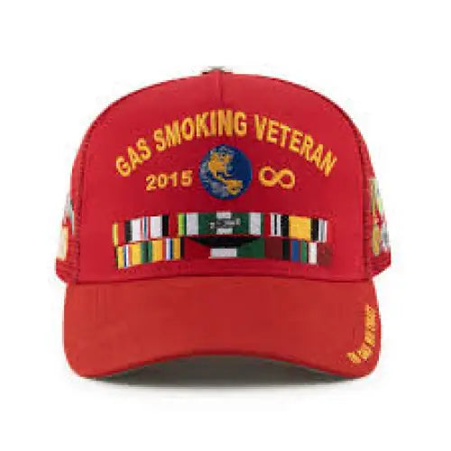 Gas smoking veteran trucker hat - OSFA / RED - HATS