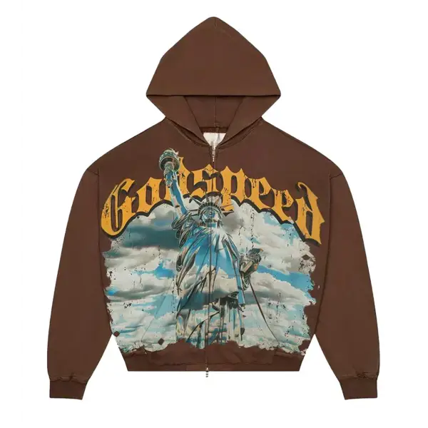 Godspeed chrome liberty zip up hoodie - MEDIUM / BROWN - HOODIE