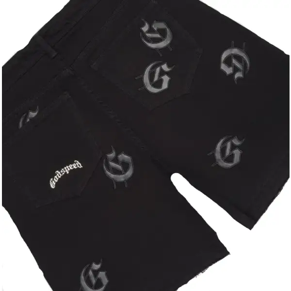 Godspeed leather patch denim short - SHORTS