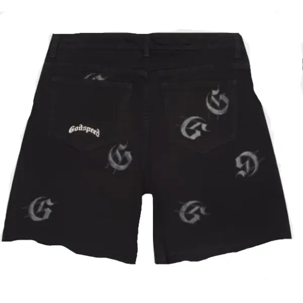 Godspeed leather patch denim short - SHORTS