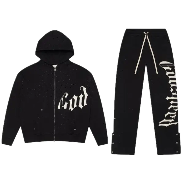Godspeed og logo vvs rhinestone sweatsuit v2 - XS / BLACK - SWEATSUITS