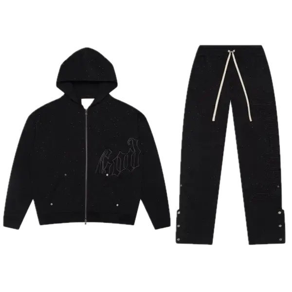Godspeed og logo vvs rhinestone sweatsuit v2 - XS / BLACK - SWEATSUITS