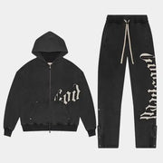 Godspeed og logo wash black sweatsuit v2 - XLARGE / BLACK - SWEATSUITS