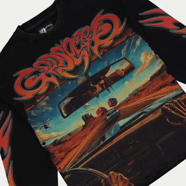 Godspeed on the run blackwash longsleeve t-shirt - T-SHIRT