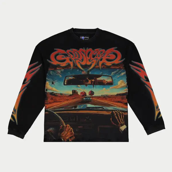 Godspeed on the run blackwash longsleeve t-shirt - SMALL / BLACK - T-SHIRT