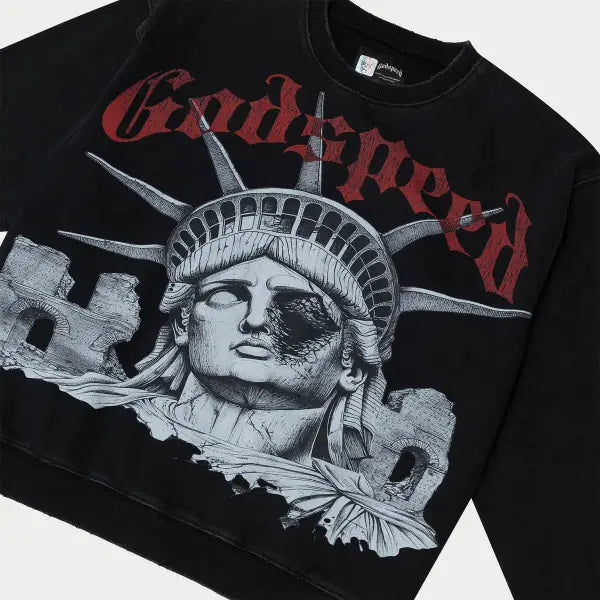 Godspeed R.O.M.E black wash crewneck sweatshirt - SWEATSHIRTS
