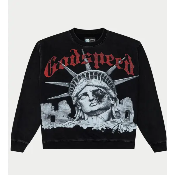 Godspeed R.O.M.E black wash crewneck sweatshirt - XS / BLACK - SWEATSHIRTS
