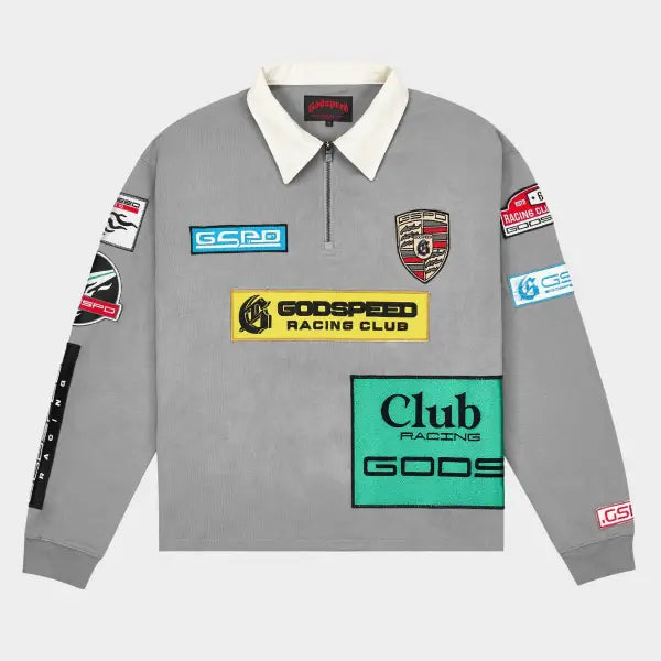Godspeed racing club longsleeve quarter zip polo shirt - SMALL / DK.GRAY - SHIRT L/S