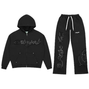 Godspeed raw import stitched logo sweatsuit - XS / BLACK - SWEATSUITS