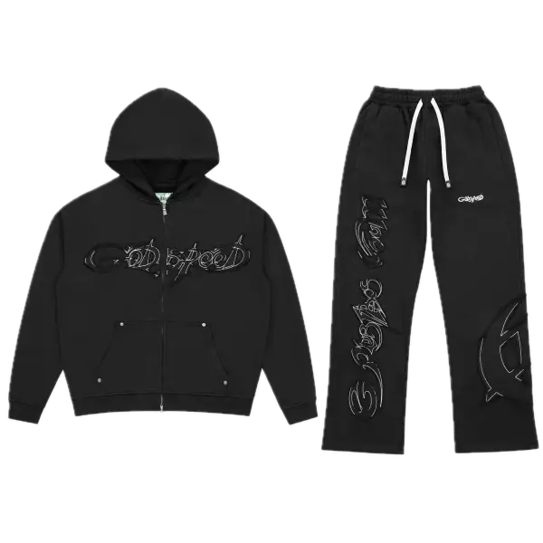 Godspeed raw import stitched logo sweatsuit - XS / BLACK - SWEATSUITS
