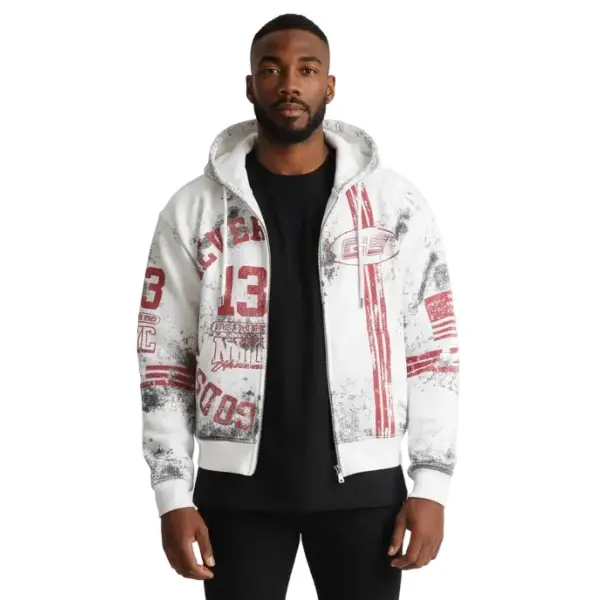 Godspeed roadster zip up hoodie - SMALL / WHITE - HOODIE