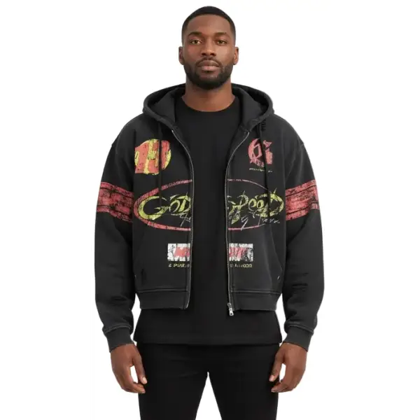 Godspeed speedway zip up hoodie - SMALL / BLACK - HOODIE