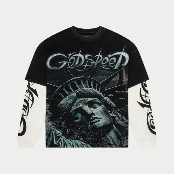 Godspeed sunken liberty 2 layered t-shirt - XS / BLACK - T-SHIRT