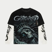 Godspeed sunken liberty 2 layered t-shirt - XS / BLACK - T-SHIRT