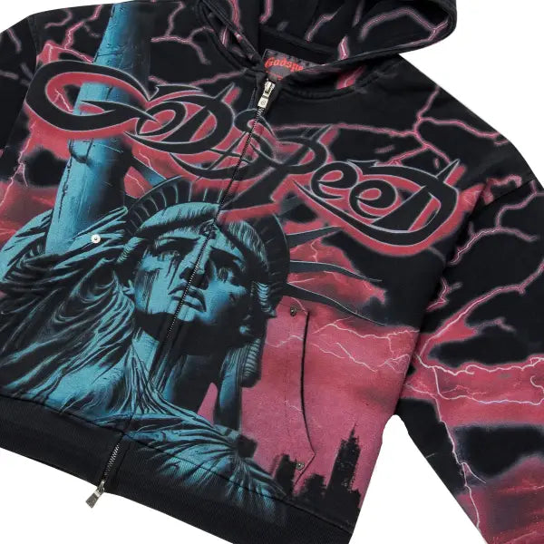 Godspeed voltage zip up hoodie - MEDIUM / RED - HOODIE