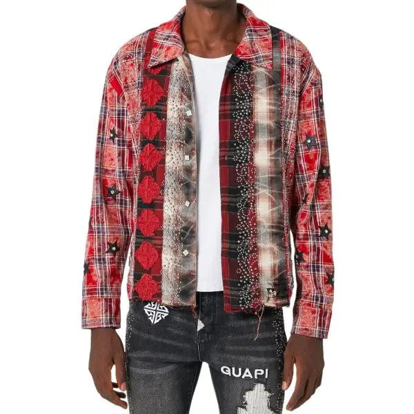 Guapi blood red patch flannel - MEDIUM / RED - SHIRT L/S