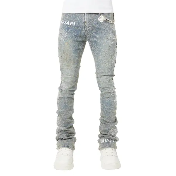 Guapi vintage blue distressed cross denim - 32W/34L / LT.BLUE - DENIM