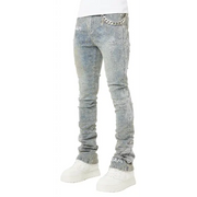 Guapi vintage blue distressed cross denim - DENIM