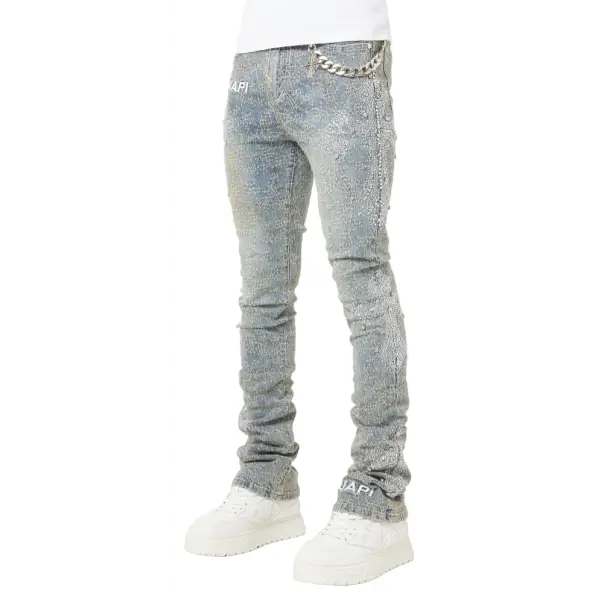 Guapi vintage blue distressed cross denim - DENIM