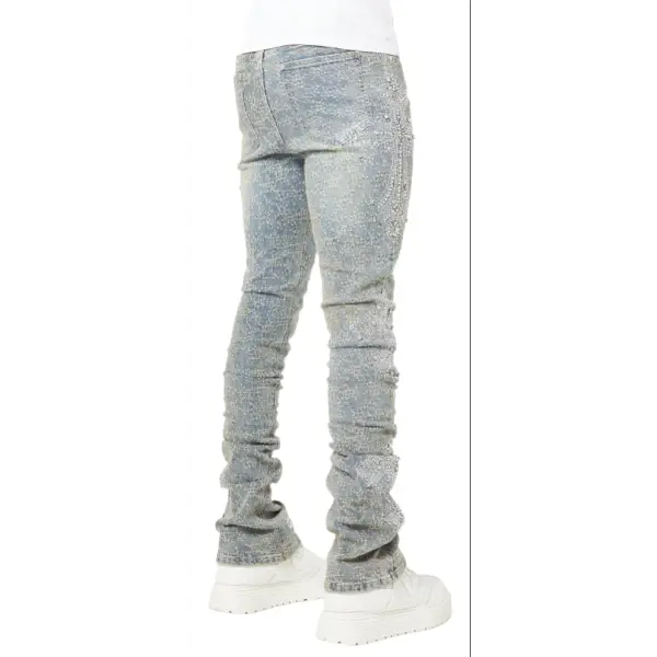Guapi vintage blue distressed cross denim - DENIM