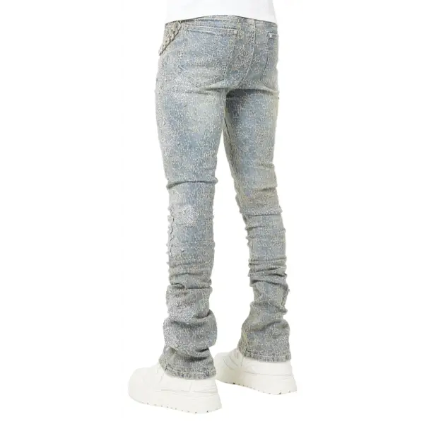 Guapi vintage blue distressed cross denim - DENIM