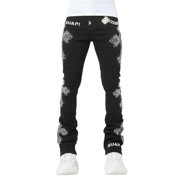 Guapi vintage distressed cross denim - 32W/34L / BLACK - DENIM