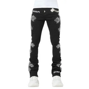 Guapi vintage distressed cross denim - 32W/34L / BLACK - DENIM