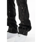 Gunzinii studded flare fit wax coated denim - DENIM