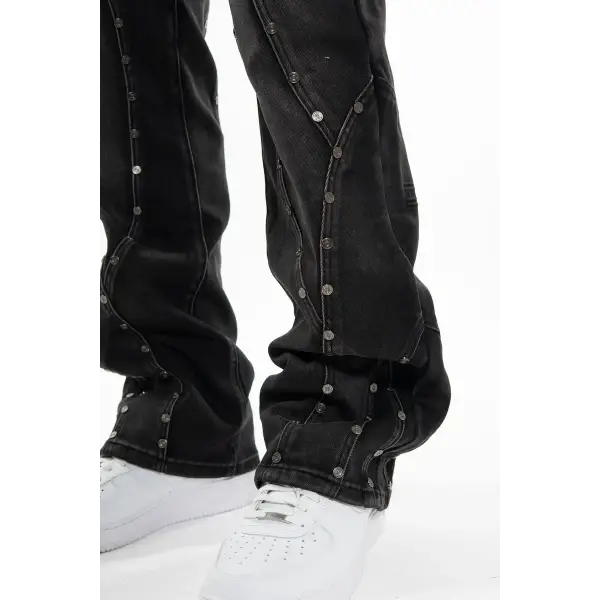 Gunzinii studded flare fit wax coated denim - DENIM