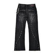 Gunzinii studded flare fit wax coated denim - DENIM