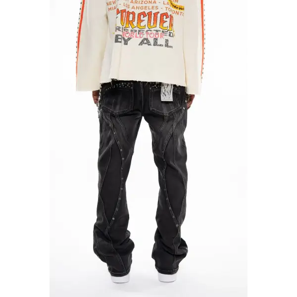 Gunzinii studded flare fit wax coated denim - DENIM