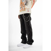 Gunzinii studded flare fit wax coated denim - DENIM